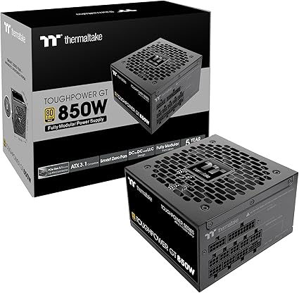 Thermaltake Toughpower GT 850W ATX 3.1 Standard Power Supply; 80 Plus Gold Efficiency