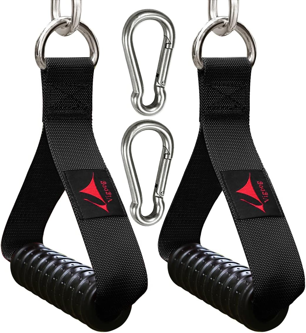 Vigoog Heavy Duty Gym Exercise Handles Attachment for Cable Machine,Resistance Band,Pulley System Home Fitness Workout Equipment, with Elastic Rubber Grip